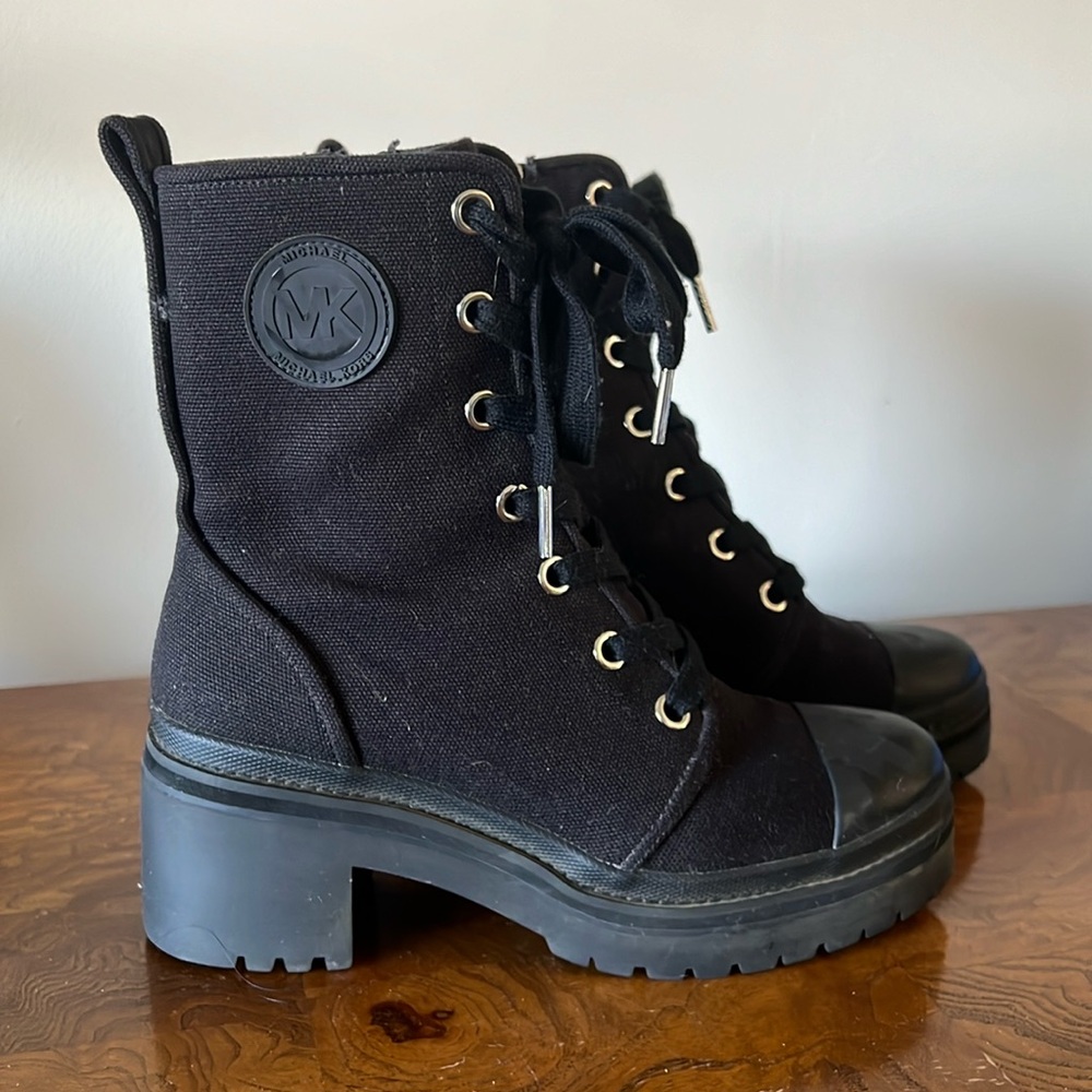 Michael Kors lace up canvas combat boot